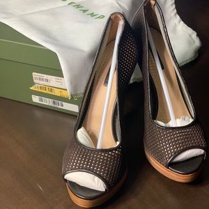 Longchamps open toe heel brand new
